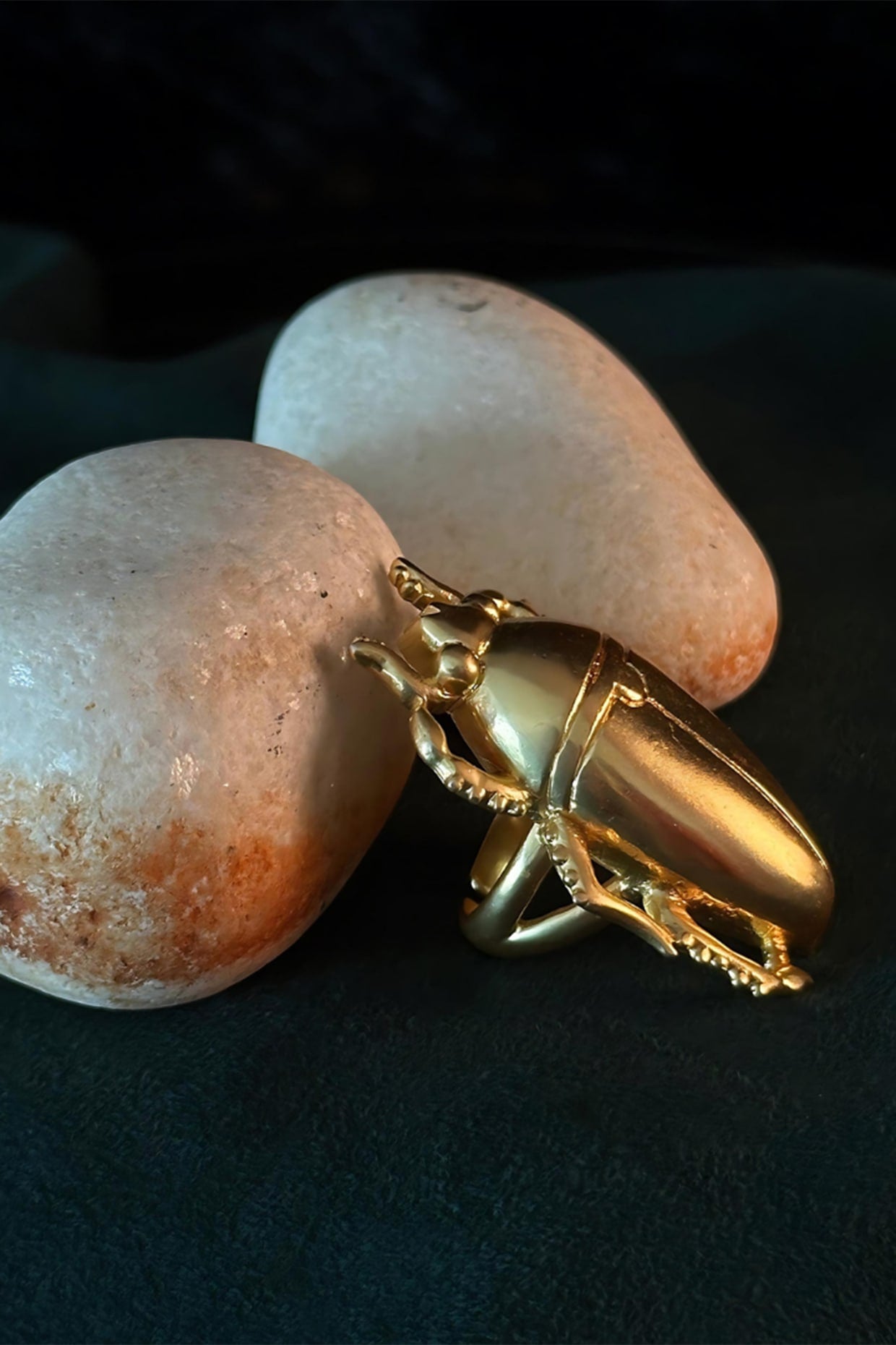 Gold Electo-Plated Hot Enameled Beetle Ring