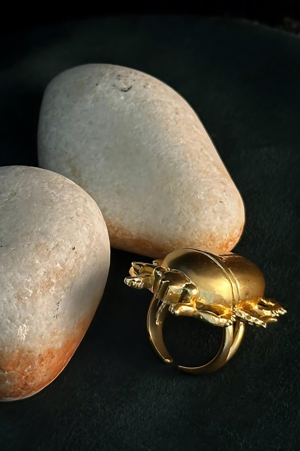 Gold Electo-Plated Hot Enameled Beetle Ring