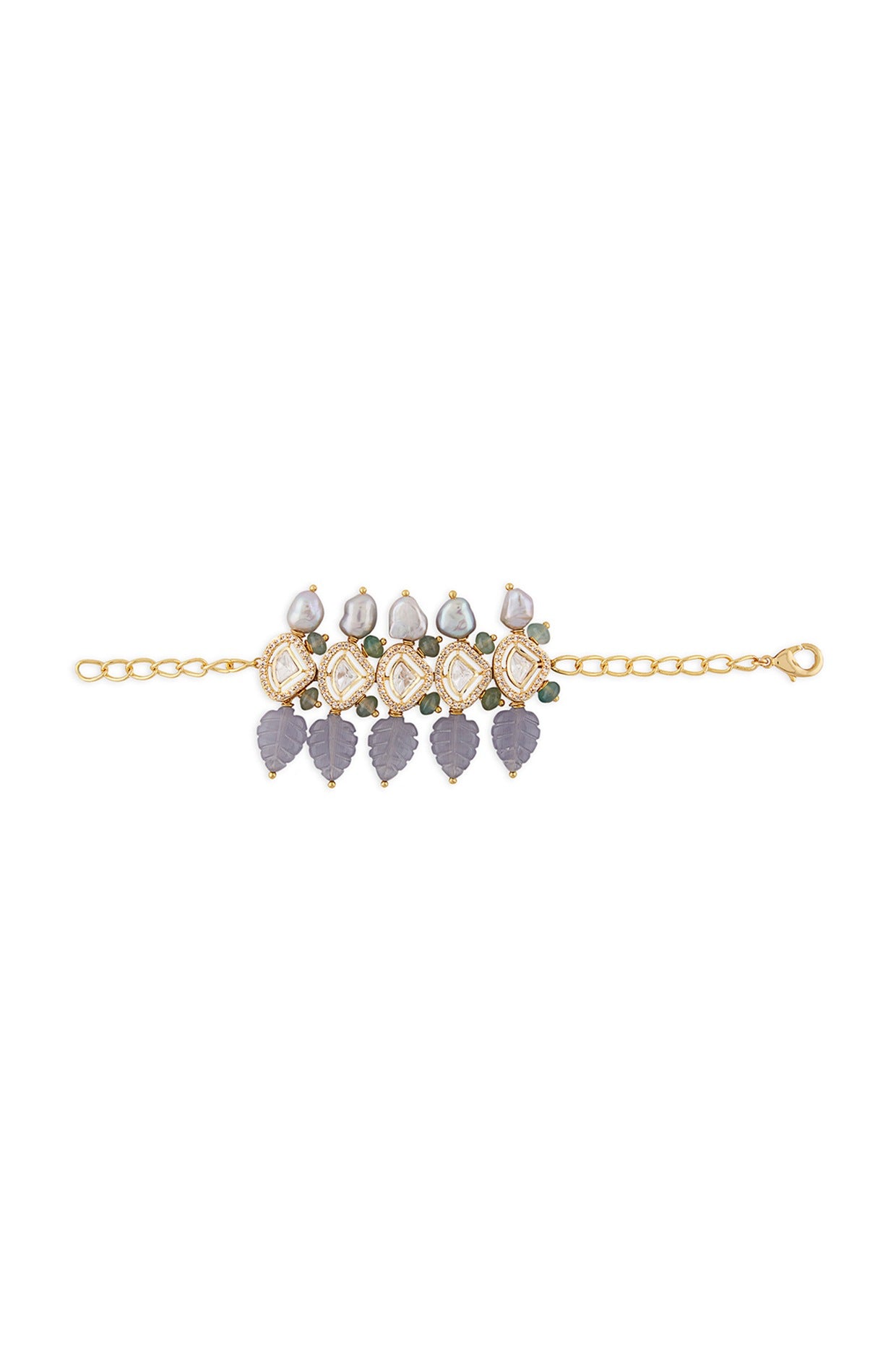 Gold Finish Hydro Moissanite Polki Bracelet