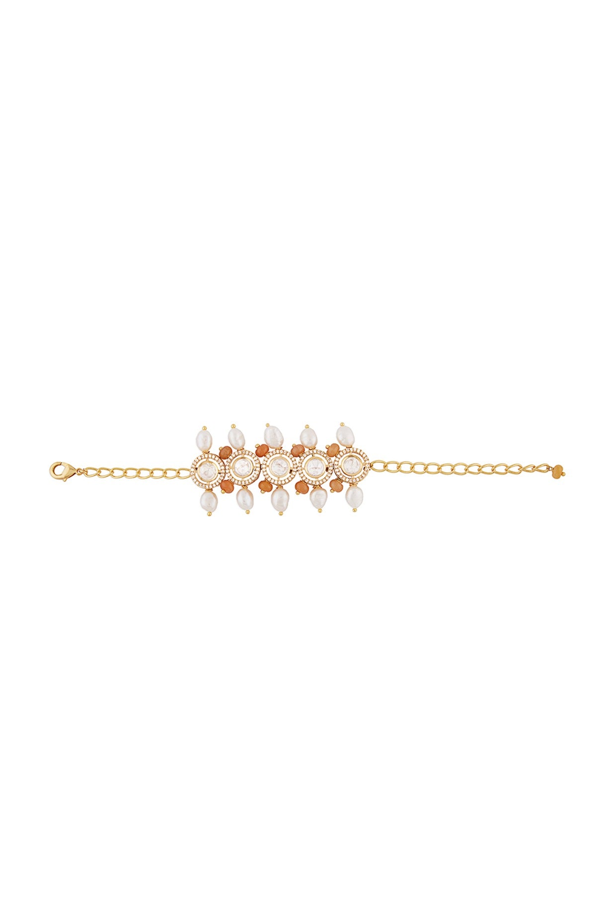 Gold Finish Agate Beaded Bracelet