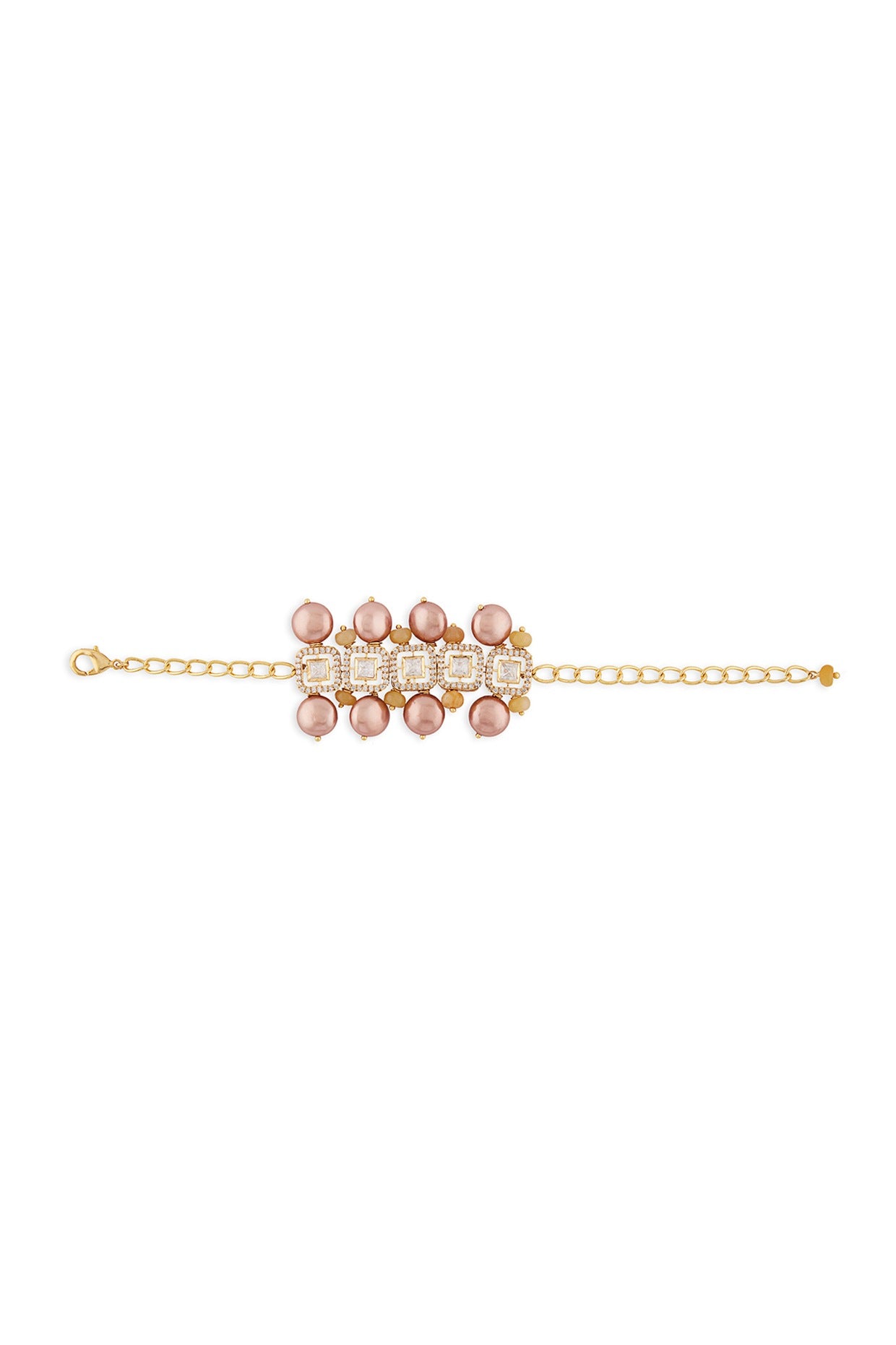 Gold Finish Brown Pearl Bracelet