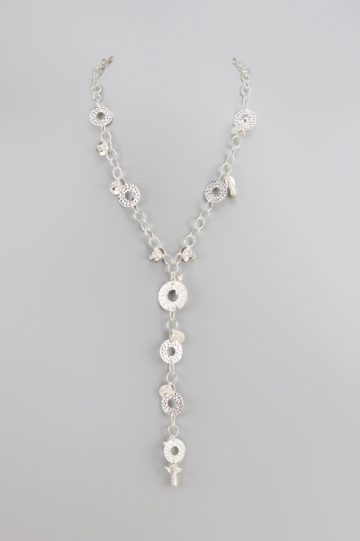 White Finish Semi-Precious Stone Necklace In Sterling Silver