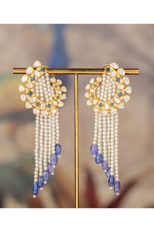 Gold Finish Aasman Jhumka Earrings In Sterling Silver