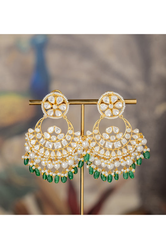 Gold Finish Zareena Jhumka Earrings In Sterling Silver