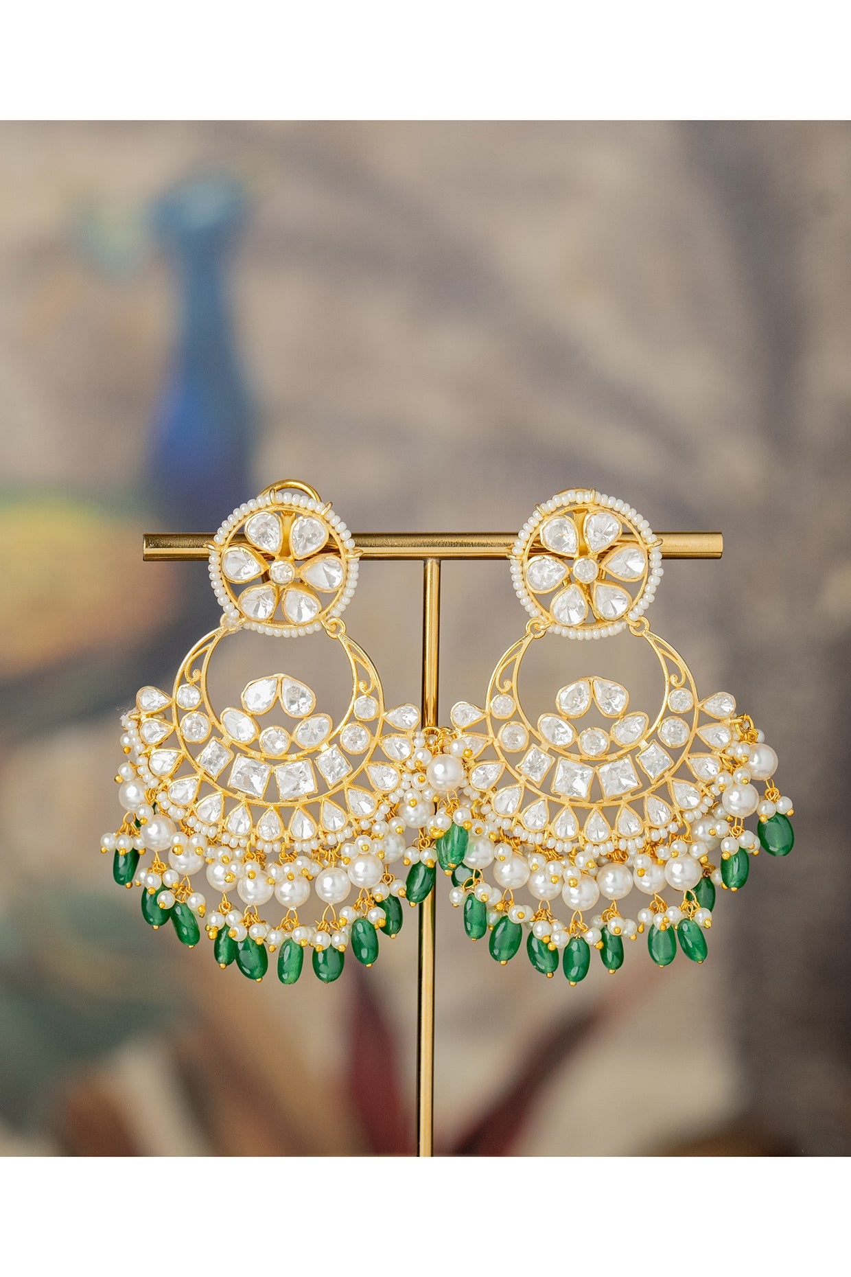 Gold Finish Zareena Jhumka Earrings In Sterling Silver