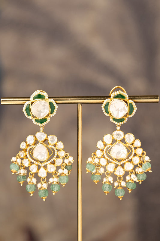 Gold Finish Naba Jhumka Earrings In Sterling Silver