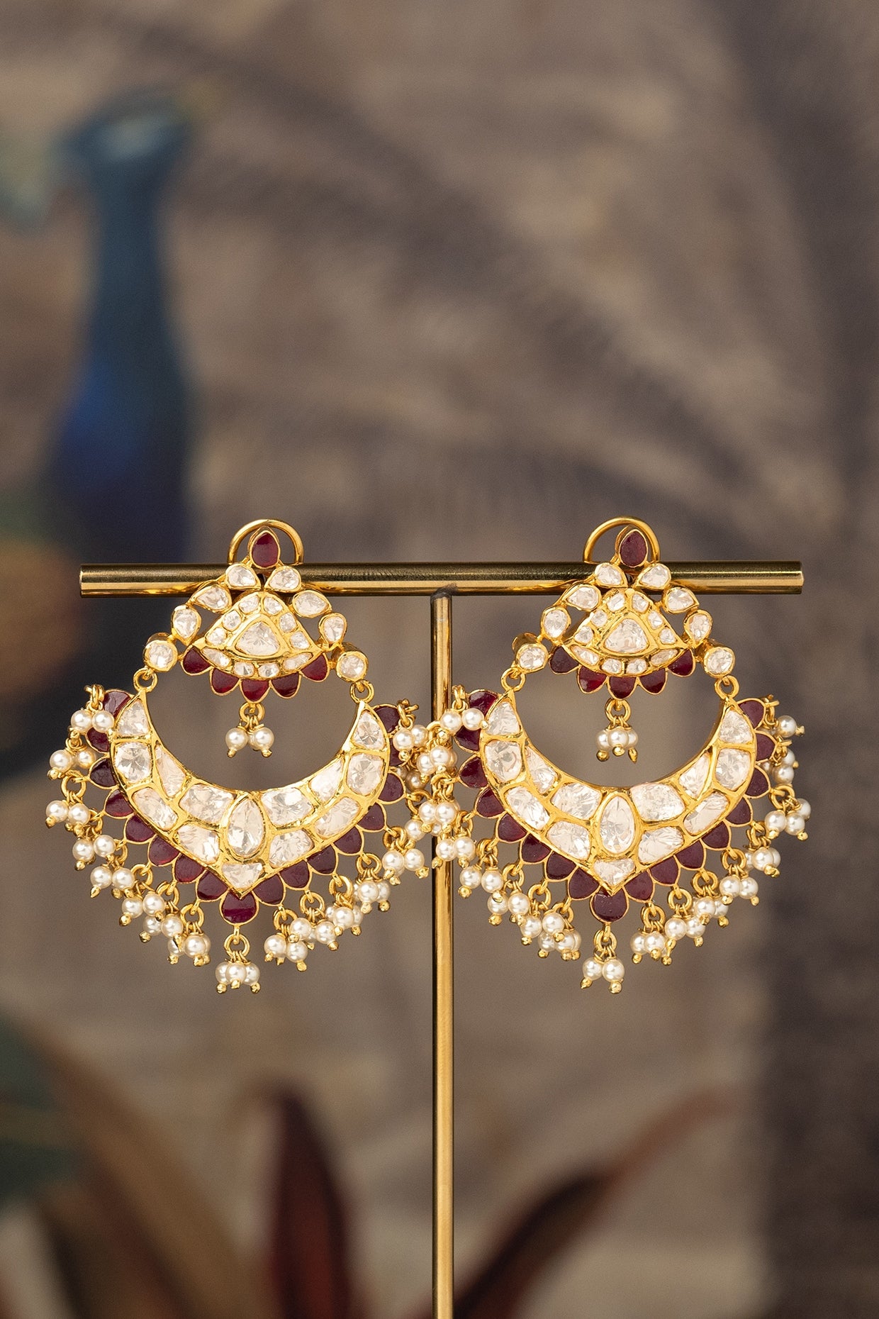 Gold Finish Beaded Qandil Jhumka Earrings In Sterling Silver