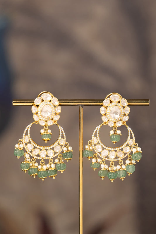 Gold Finish Zaira Jhumka Earrings In Sterling Silver