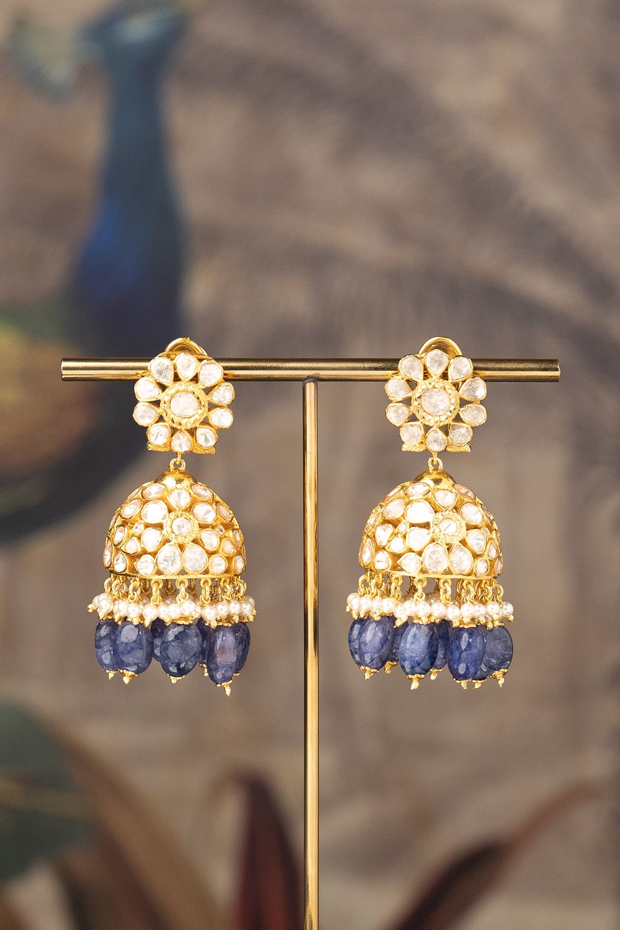 Gold Finish Inayat Jhumka Earrings In Sterling Silver