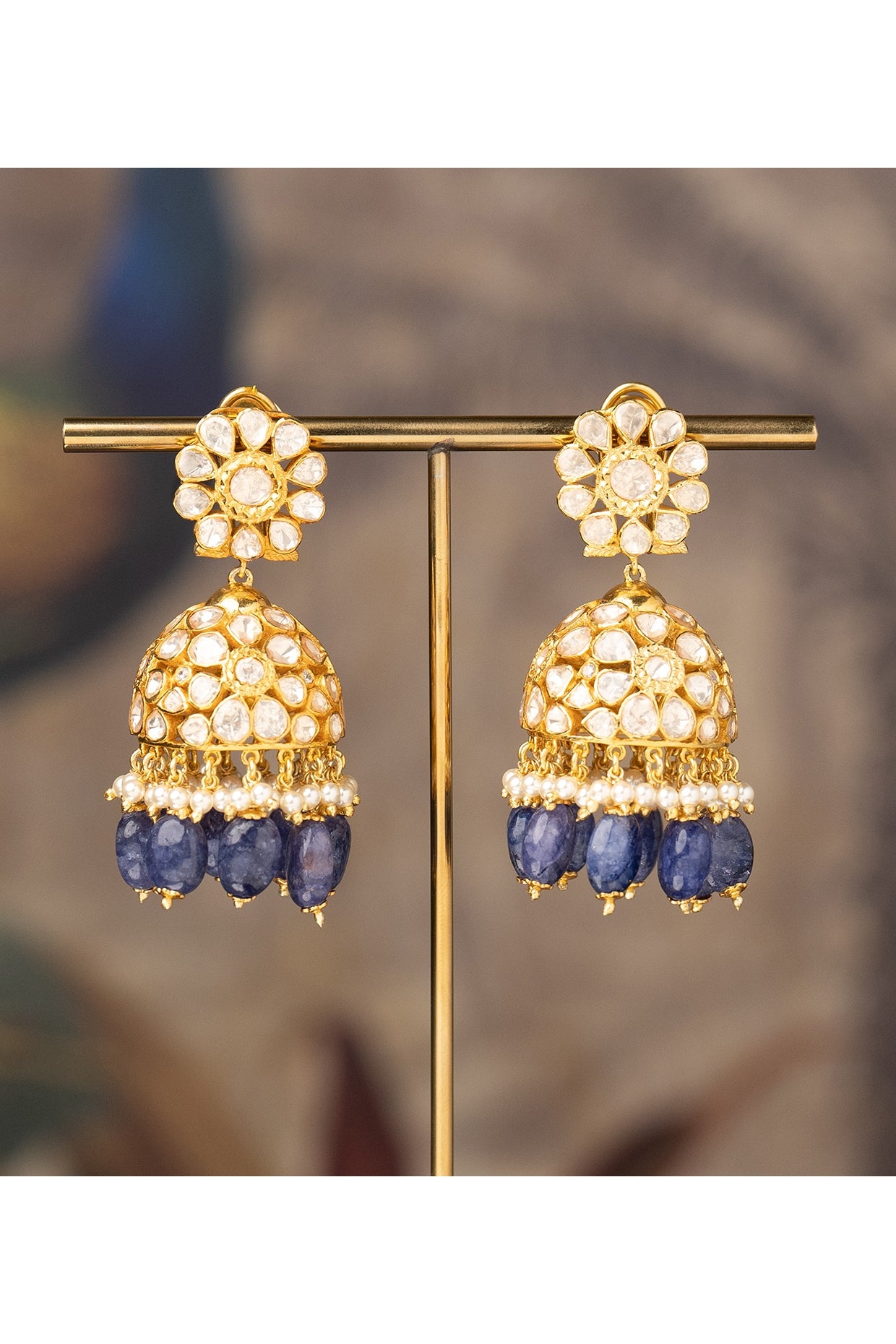 Gold Finish Inayat Jhumka Earrings In Sterling Silver