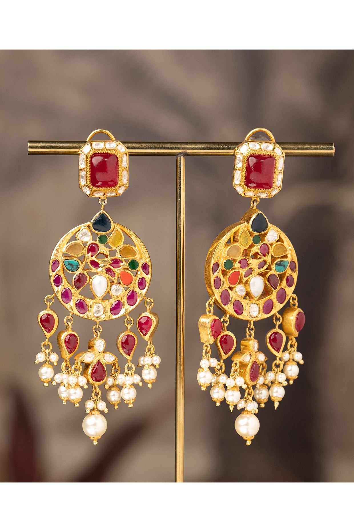 Gold Finish Nafisa Jhumka Earrings In Sterling Silver