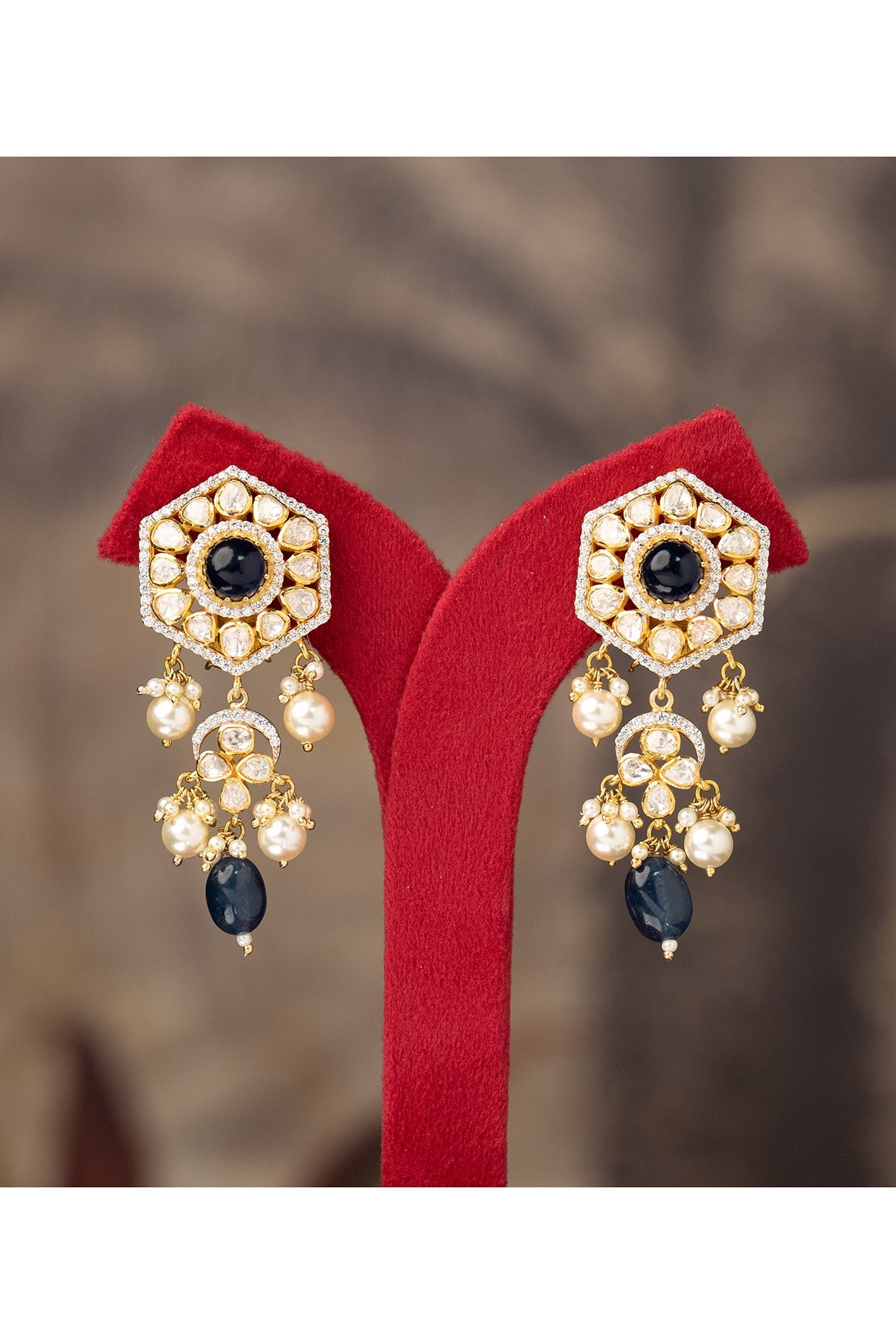 Gold Finish Jhumka Earrings In Sterling Silver