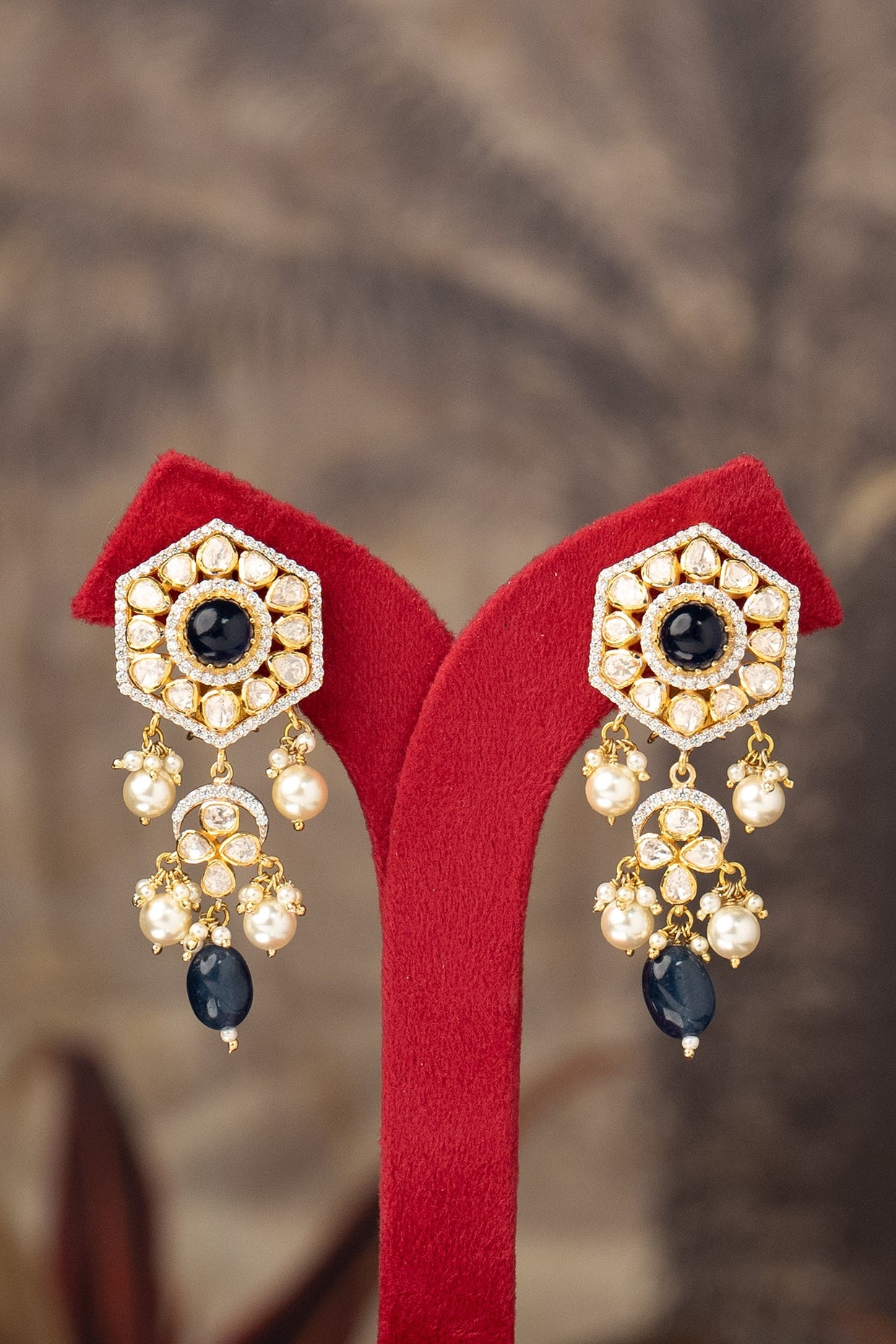 Gold Finish Jhumka Earrings In Sterling Silver