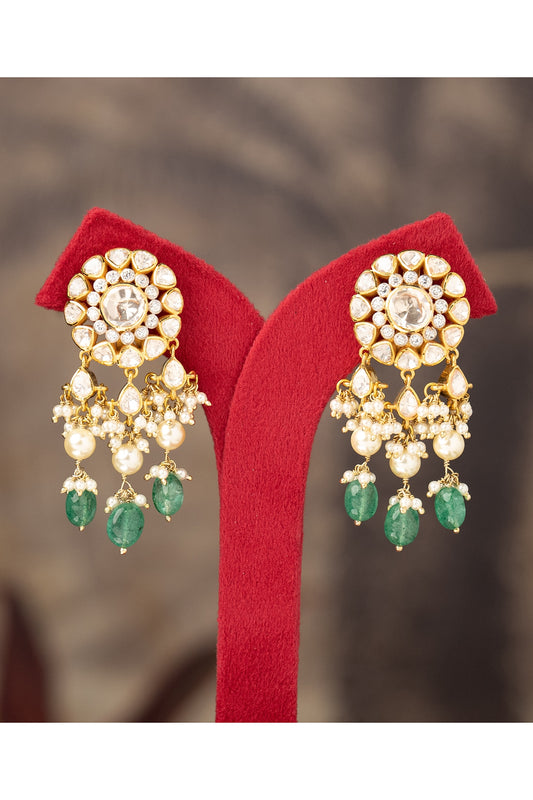 Gold Finish Jhumka Earrings In Sterling Silver