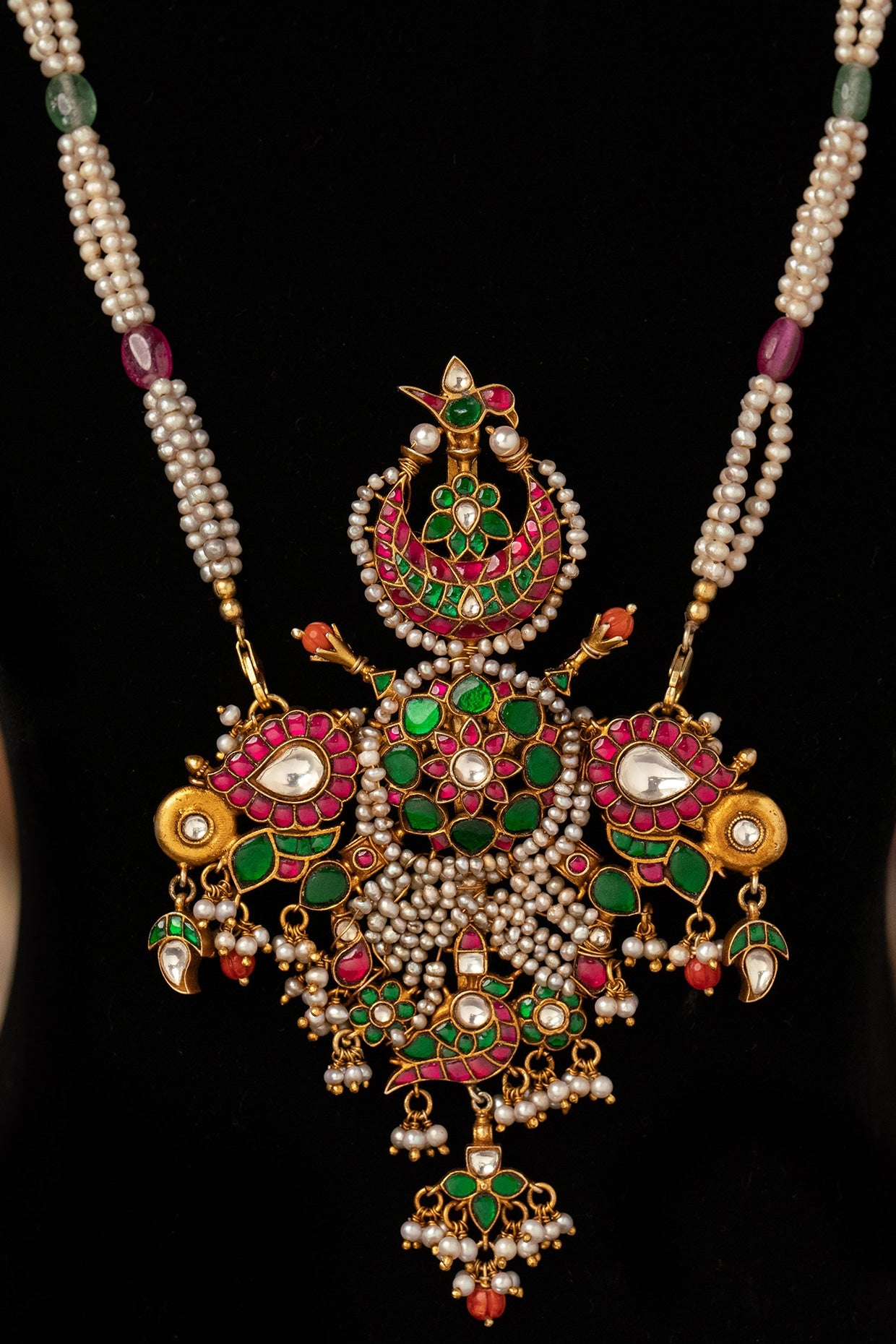 Gold Plated Kundan Polki Necklace In Sterling Silver