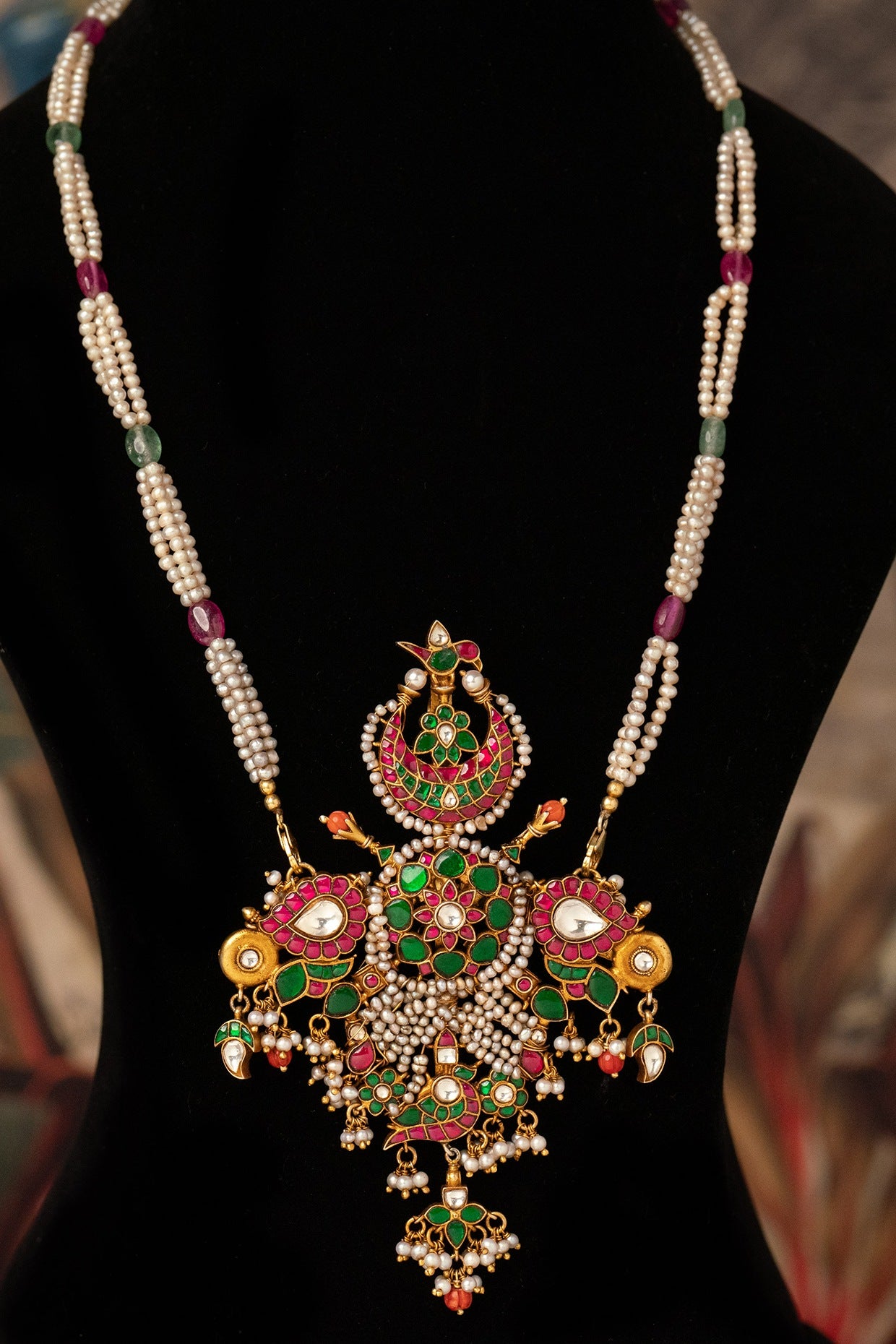 Gold Plated Kundan Polki Necklace In Sterling Silver