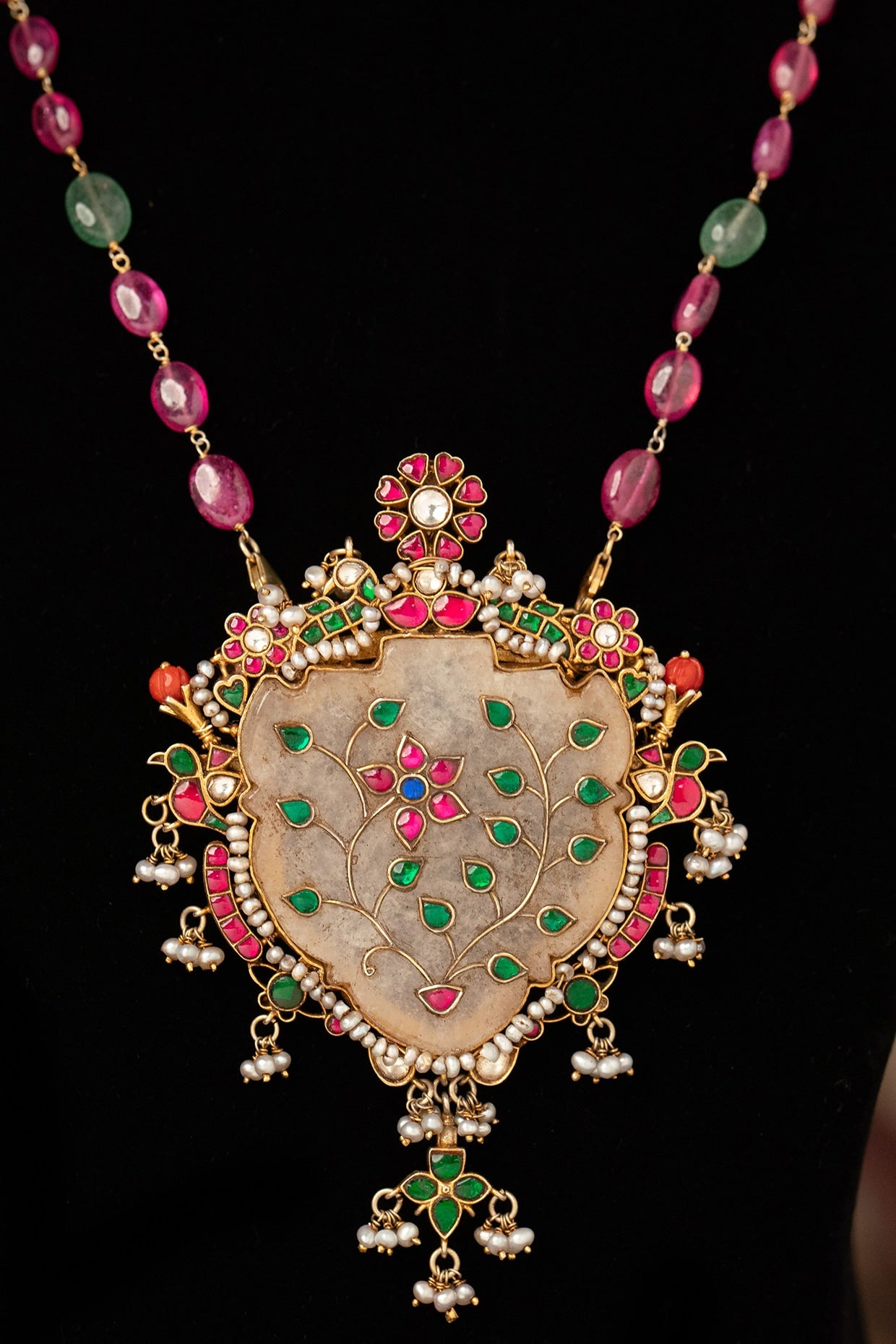 Gold Plated Kundan Polki Necklace In Sterling Silver