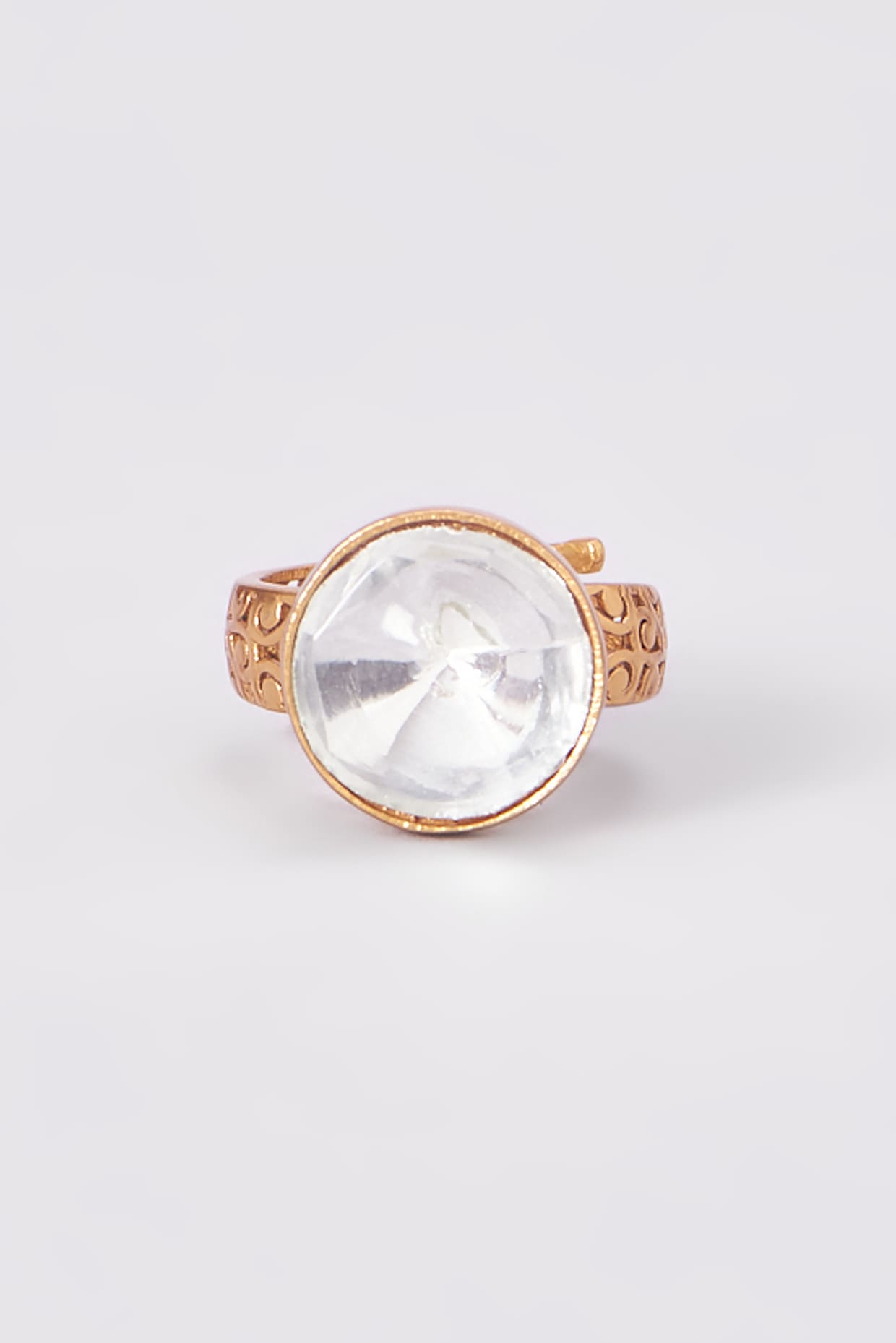 Gold Finish Kundan Polki Ring