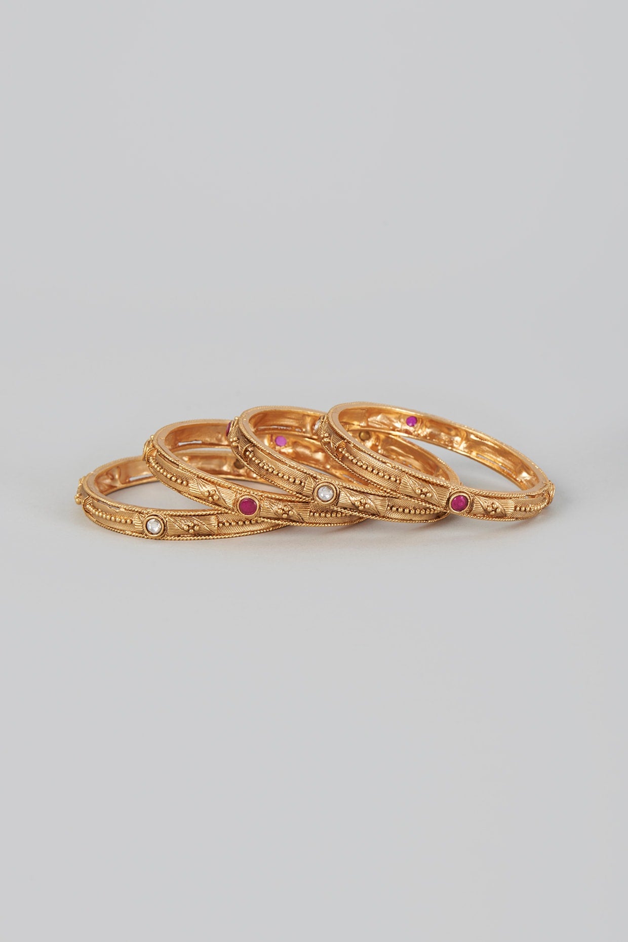 Gold Finish Temple Bangles (Set of 2)