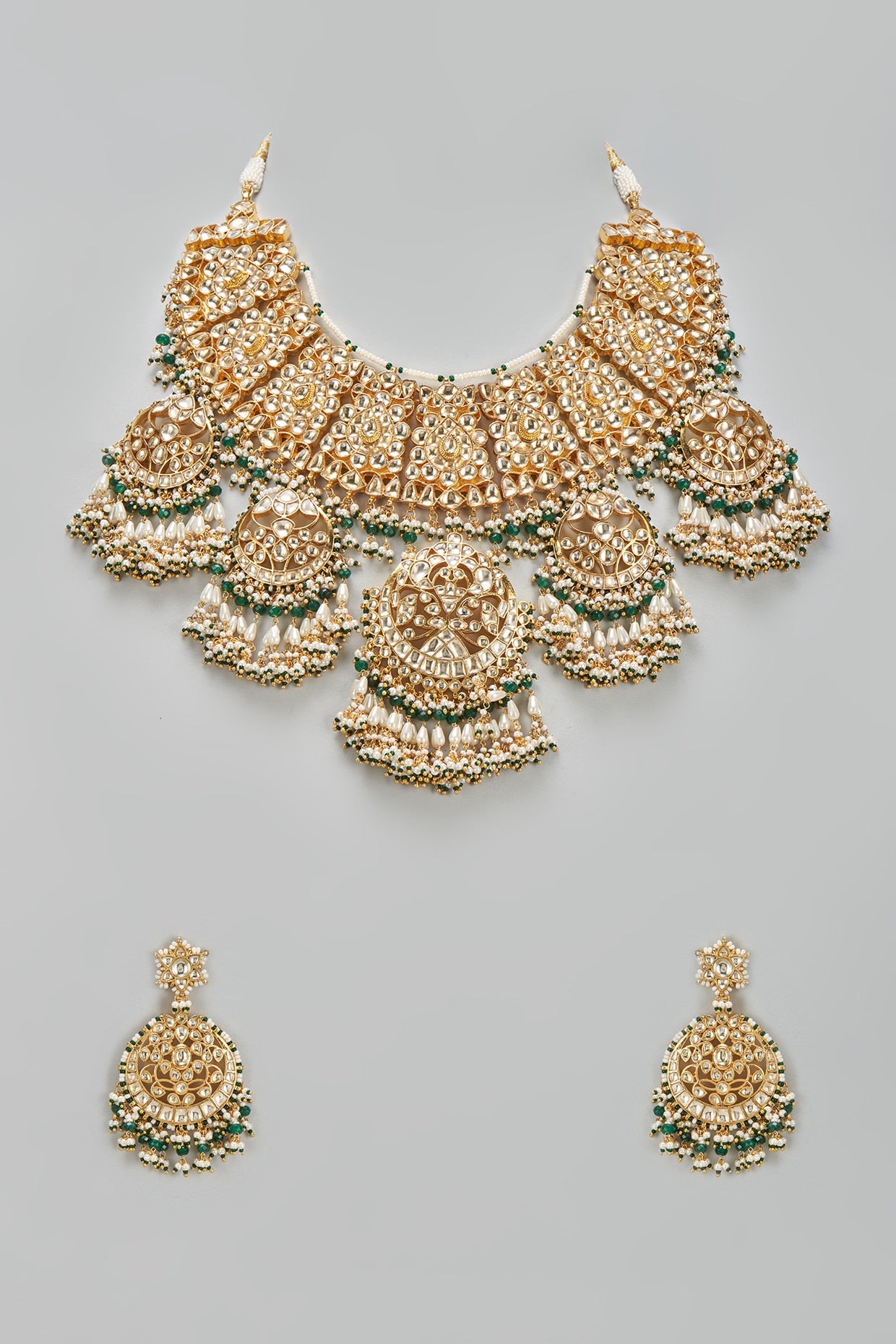 Gold Finish Kundan Polki Choker Necklace Set