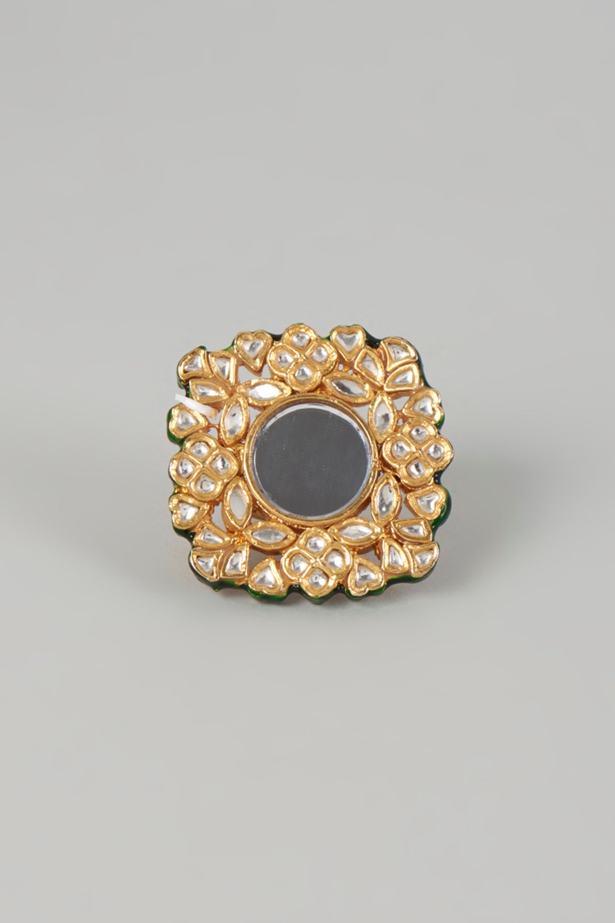 Gold Finish Kundan Polki Ring