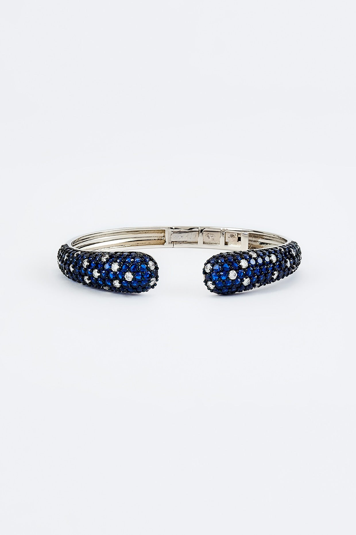 White Finish Blue Zircon Bangle