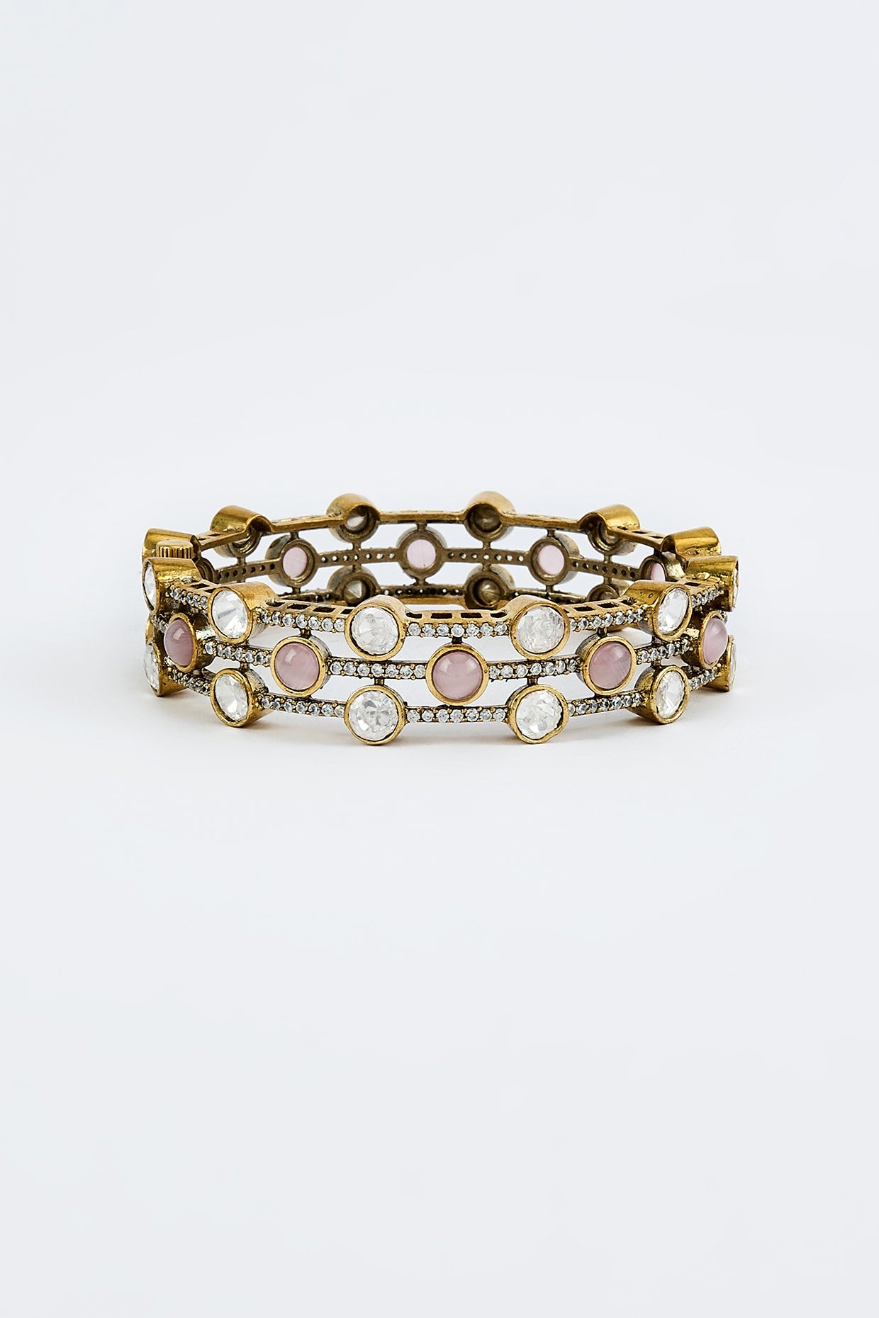 Two-Tone Finish Kundan Polki & Ruby Stone Bangle