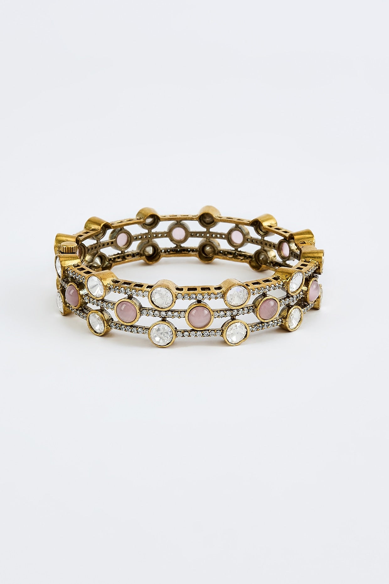 Two-Tone Finish Kundan Polki & Ruby Stone Bangle