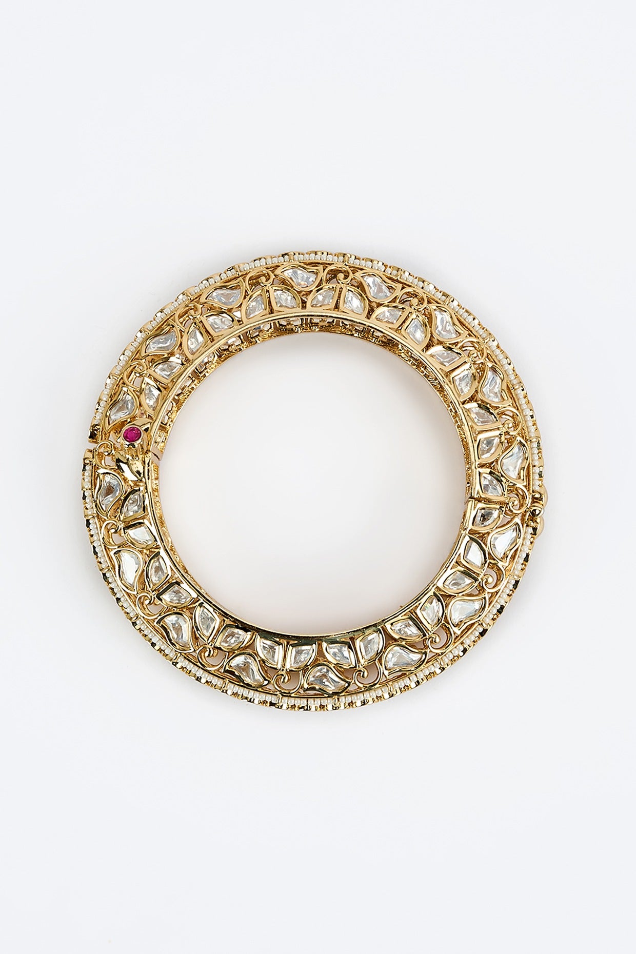 Gold Finish Kundan Polki Bangle