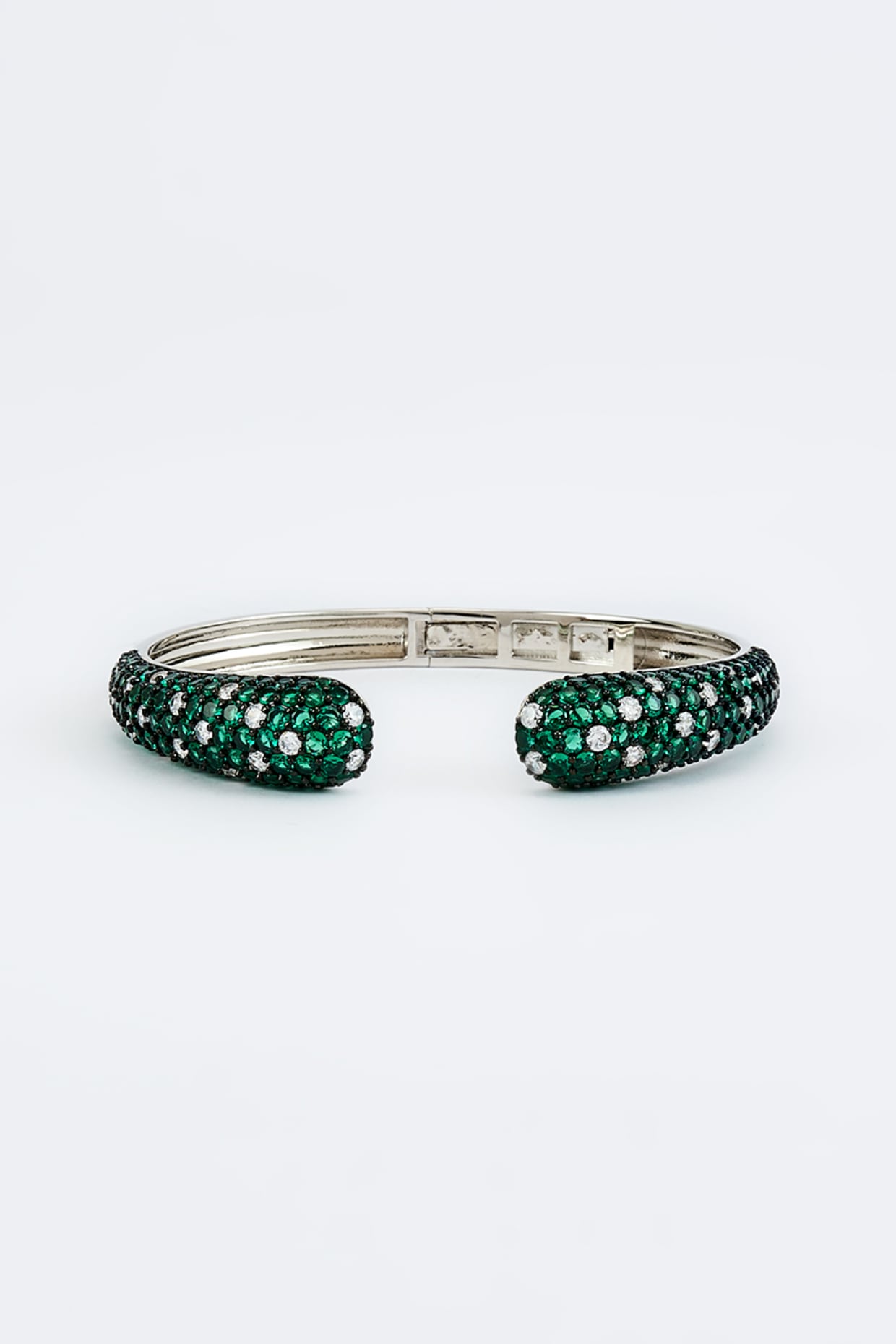 White Finish Green Zircon Bangle