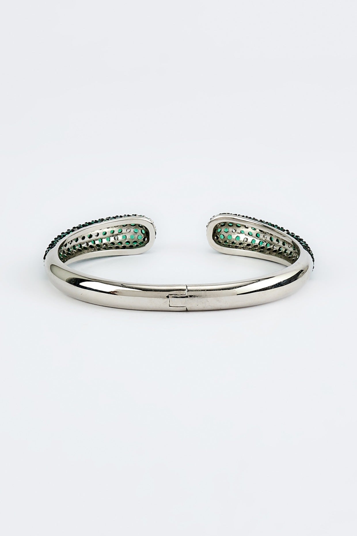 White Finish Green Zircon Bangle