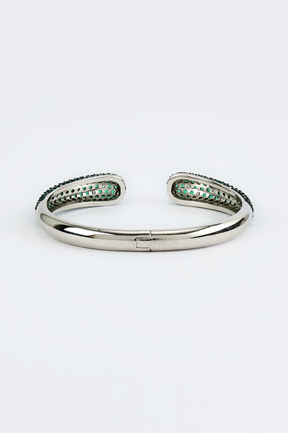 White Finish Green Zircon Bangle