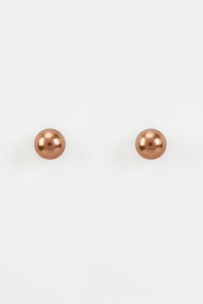 Gold Finish Ruby & Pearl Stud Earrings
