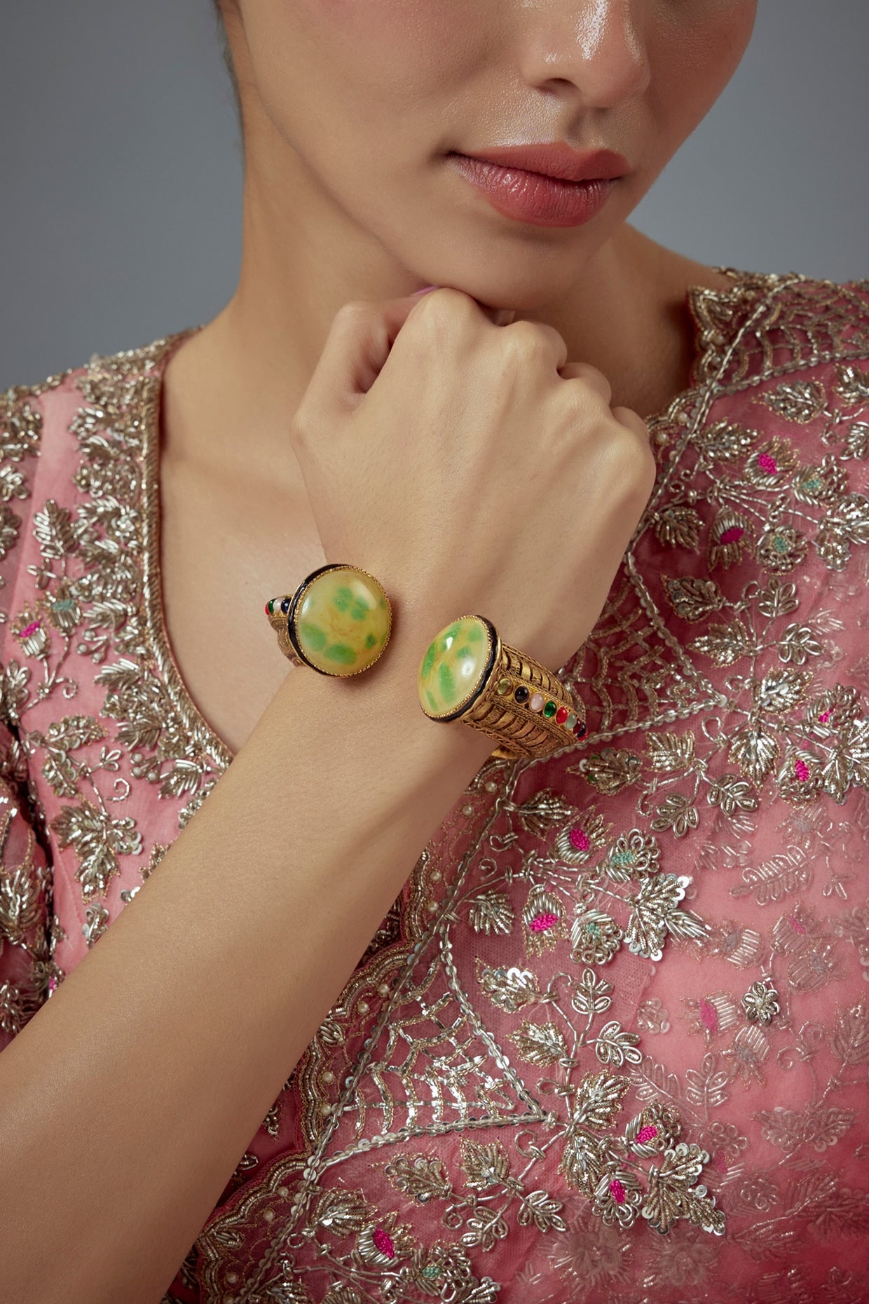 Gold Finish Kundan Polki Bangle