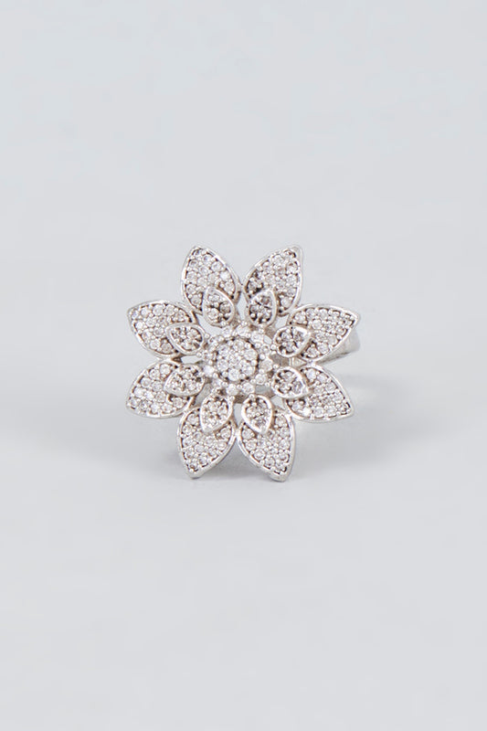 White Finish Zircon Ring