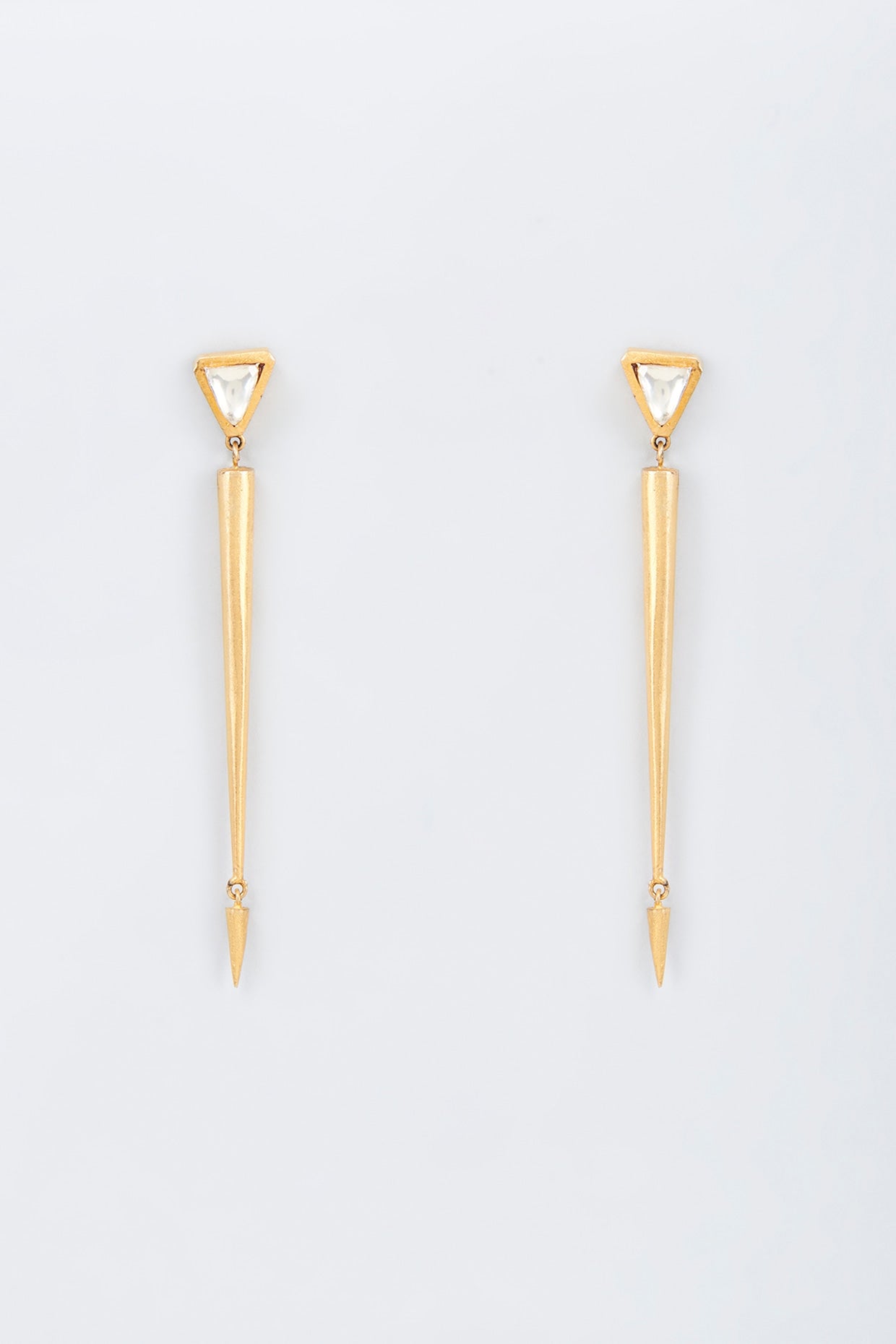 Gold Finish Zircon Dangler Earrings