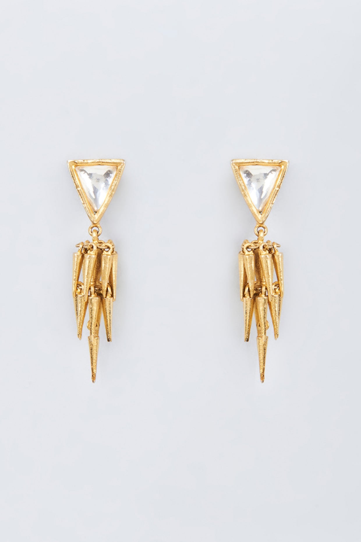 Gold Finish Zircon Dangler Earrings