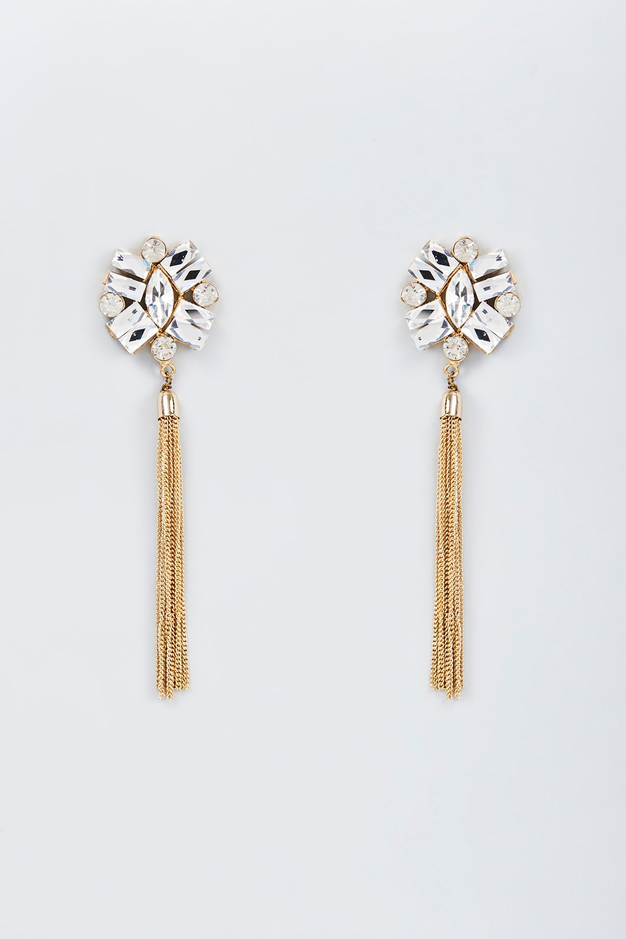 Gold Finish Zircon Dangler Earrings