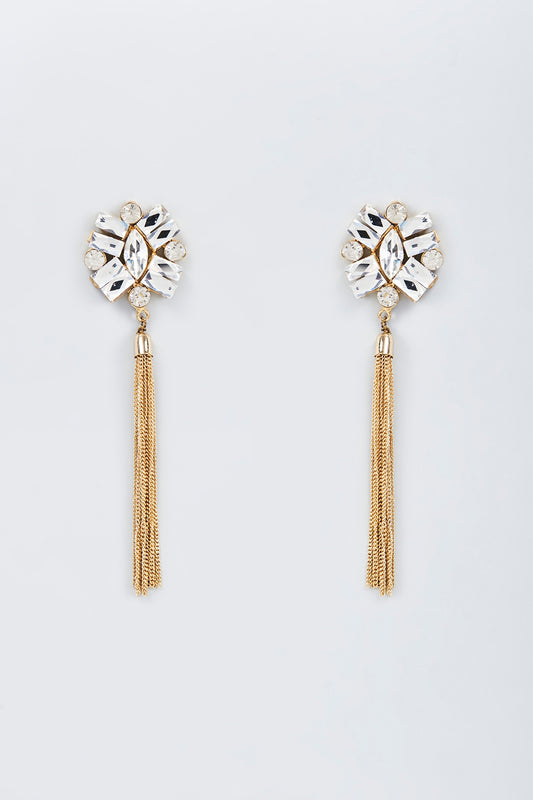 Gold Finish Zircon Dangler Earrings