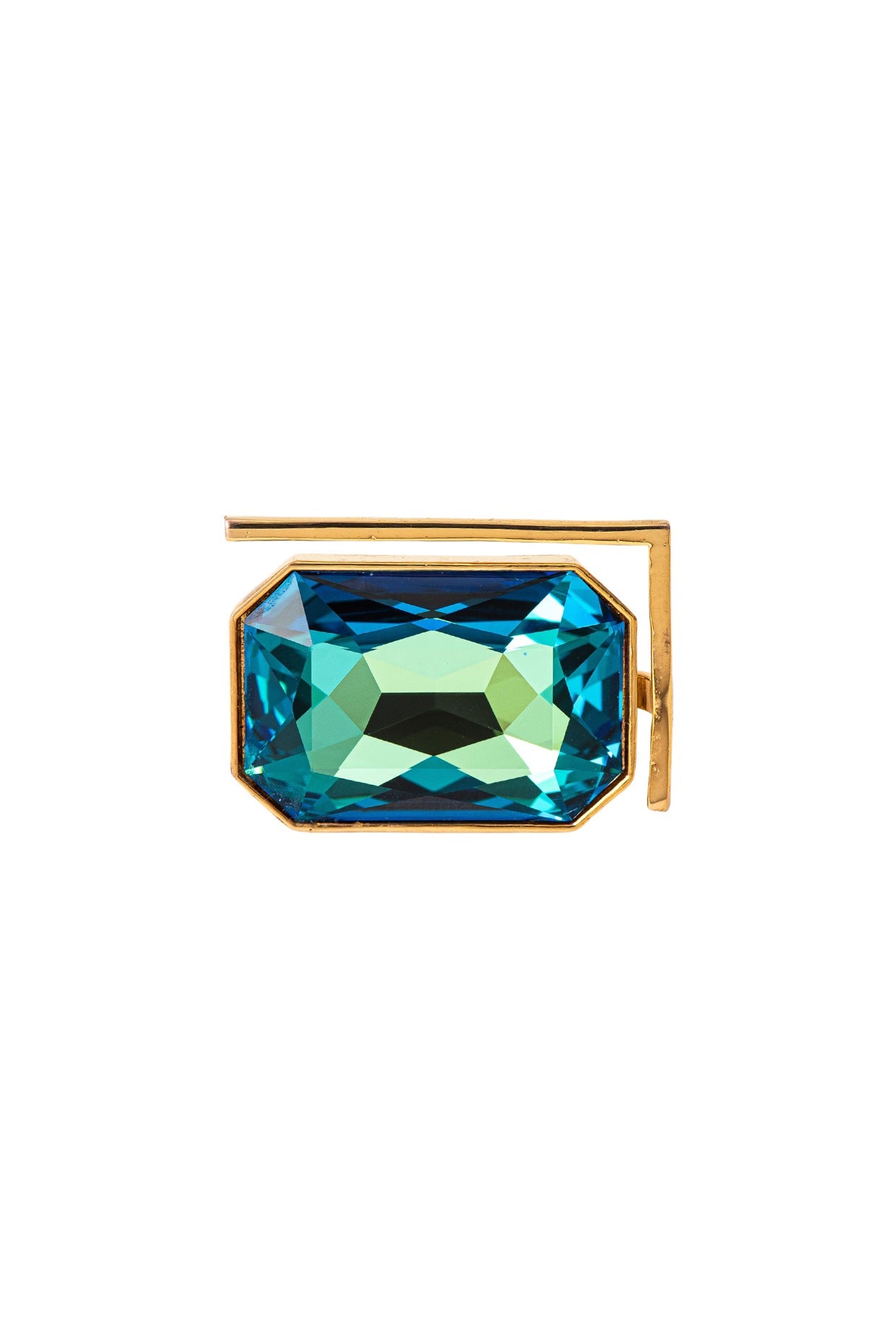 Gold Plated Peacock Blue Swarovski Crystal Ring