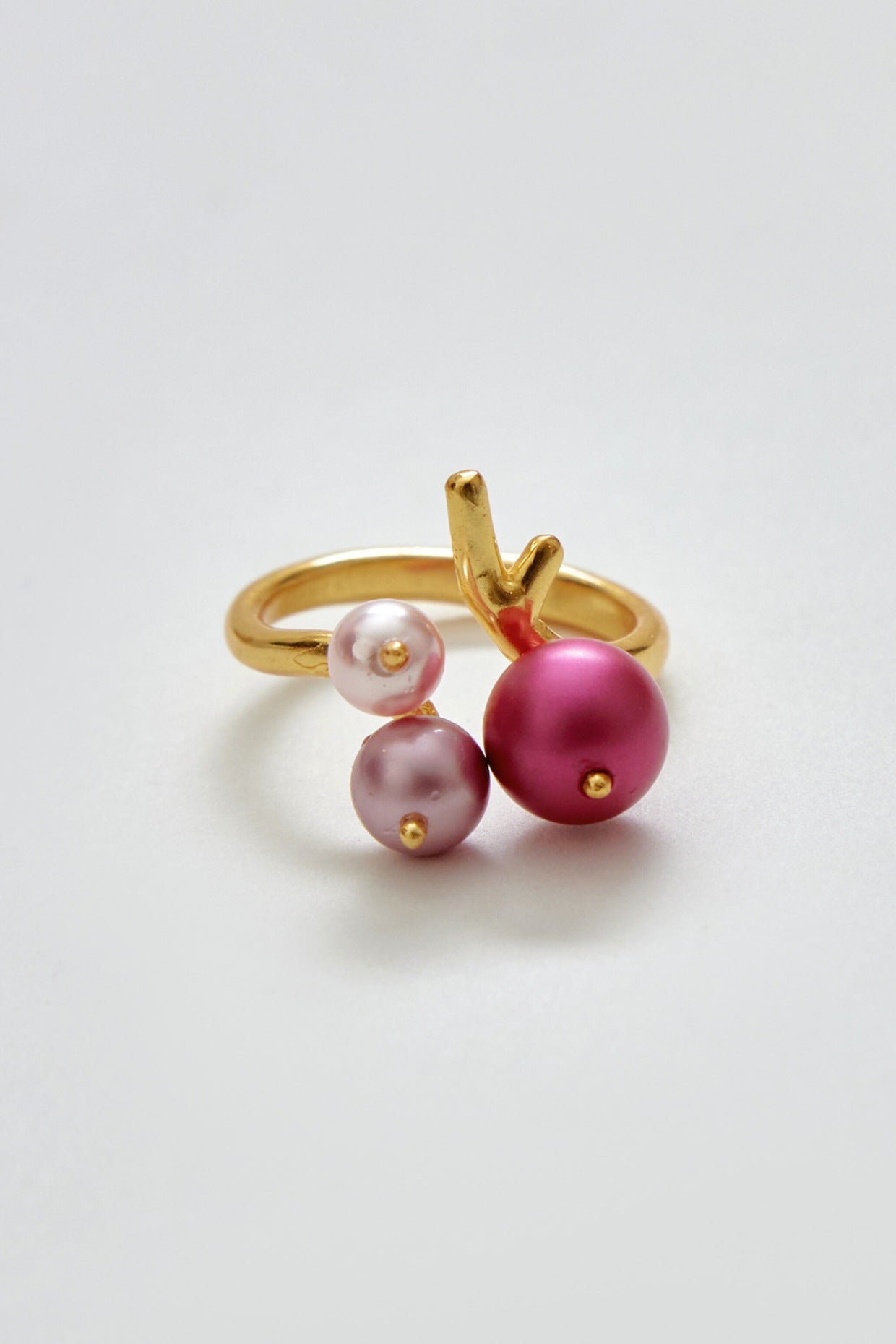 Gold Finish Swarovski & Pearl Ring