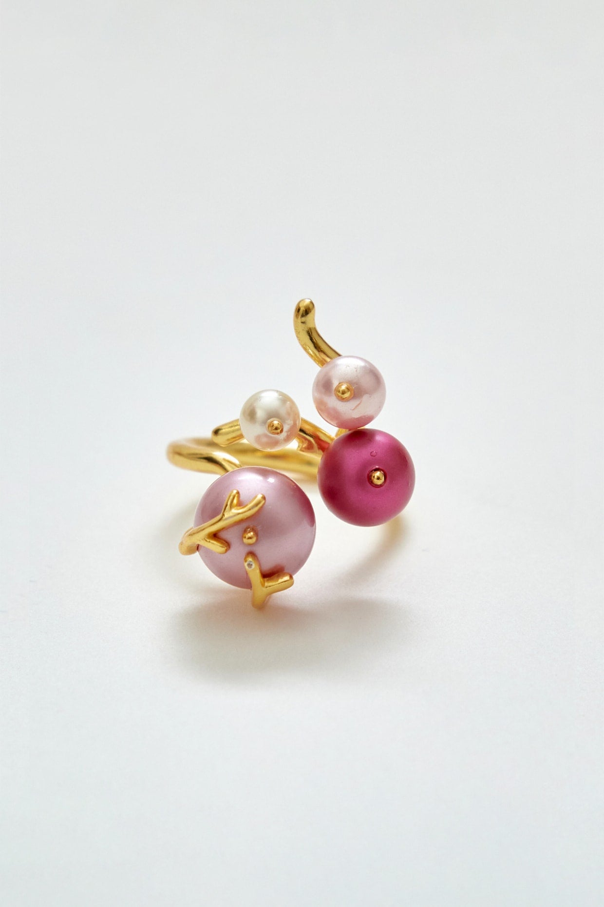 Gold Finish Swarovski & Pearl Ring