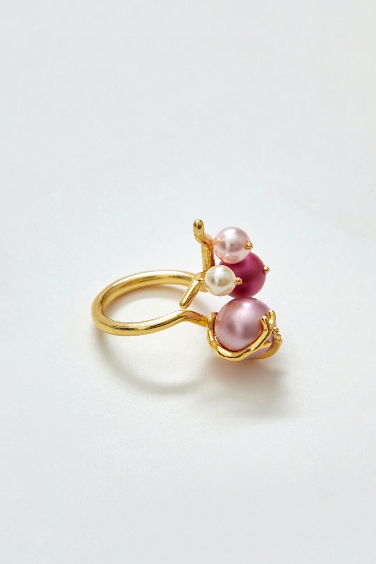 Gold Finish Swarovski & Pearl Ring