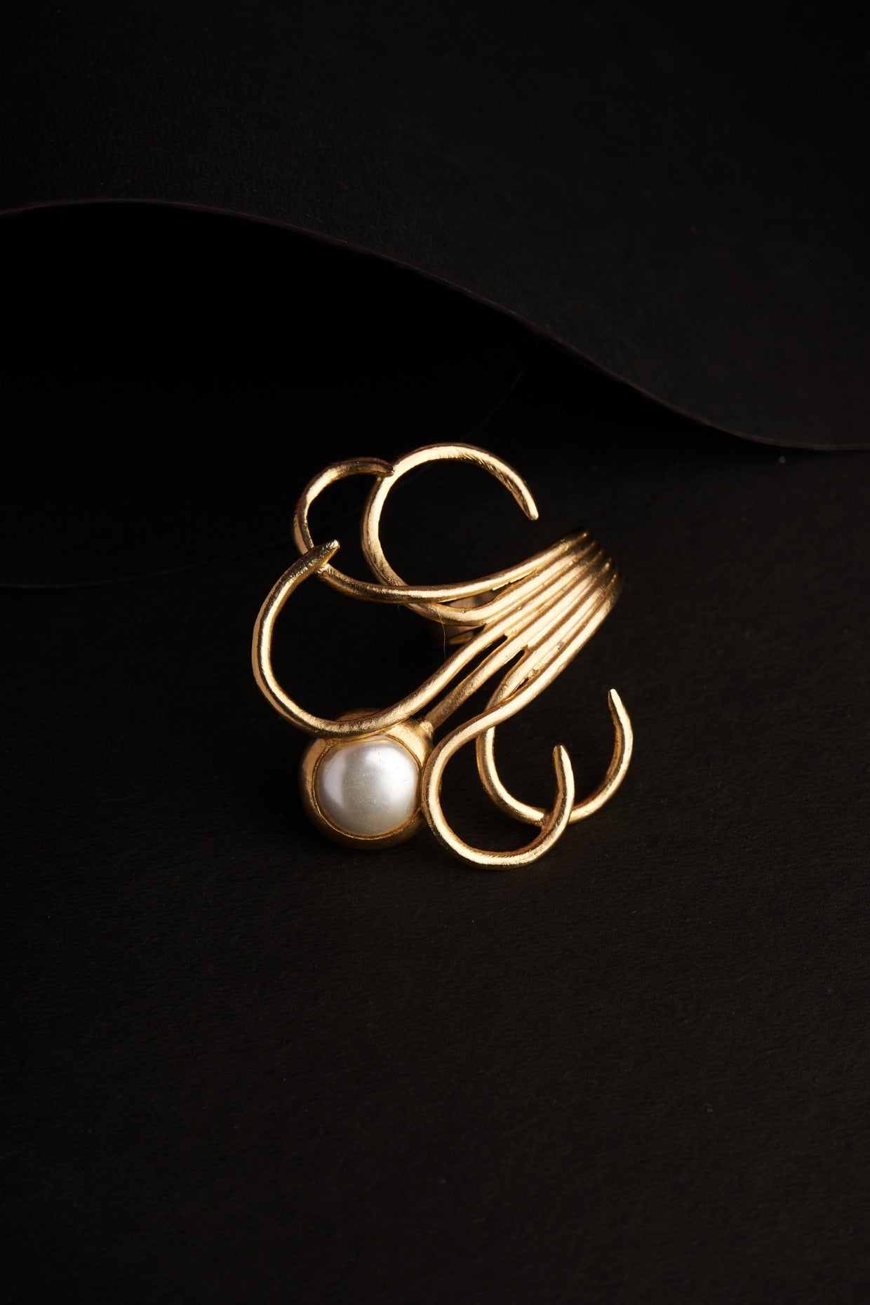 Gold Plated Zircon & Pearl Ring