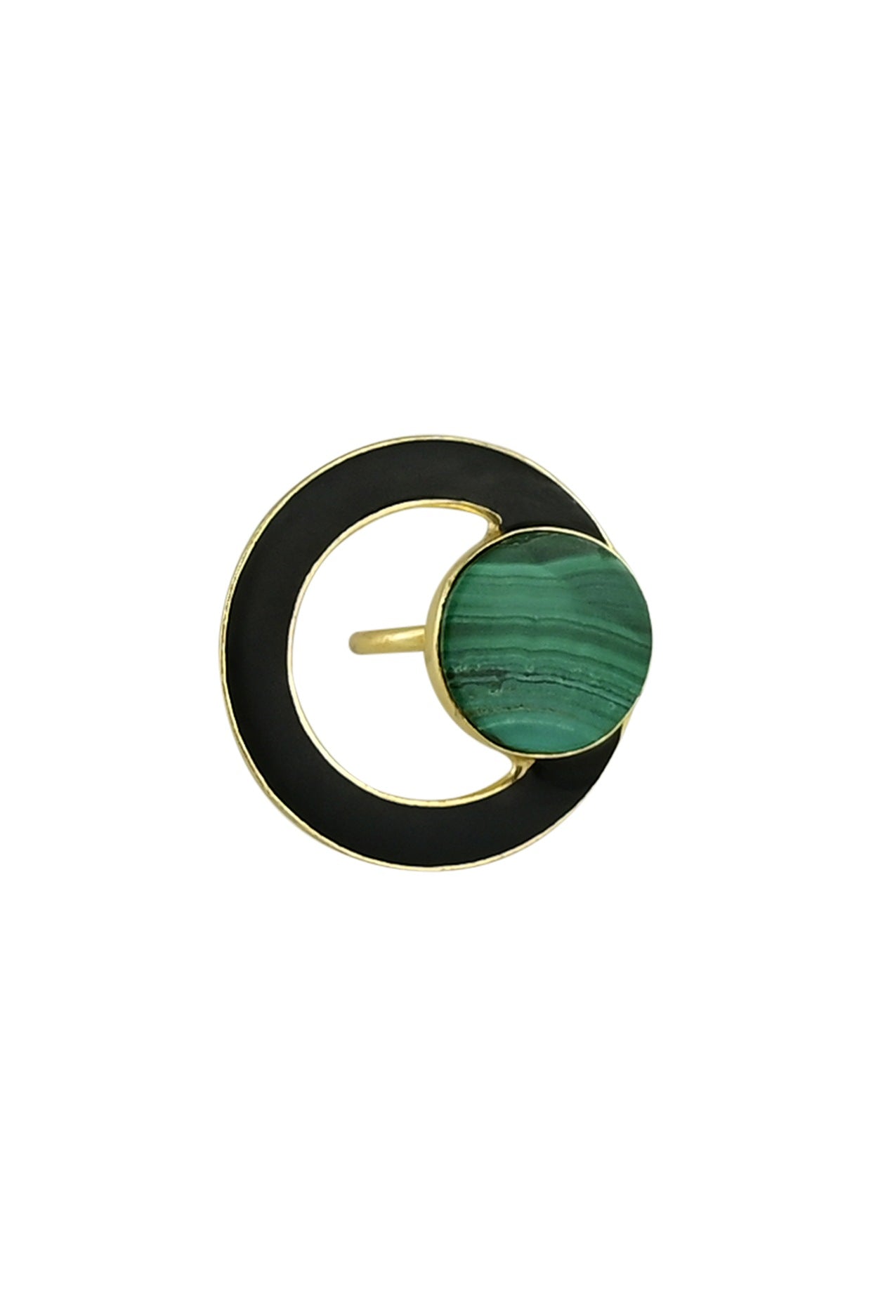 Gold Finish Malachite Enamelled Ring