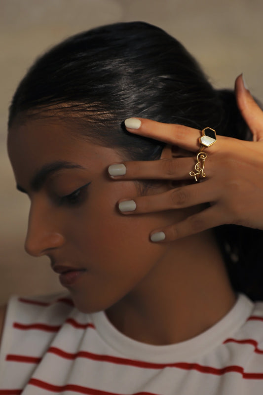 Gold Plated Black Onyx Handcrafted Ring