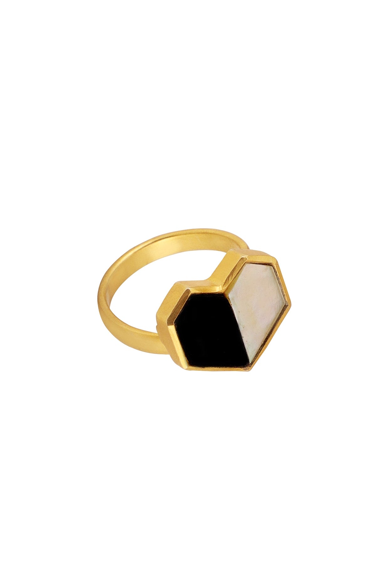 Gold Plated Black Onyx Handcrafted Ring