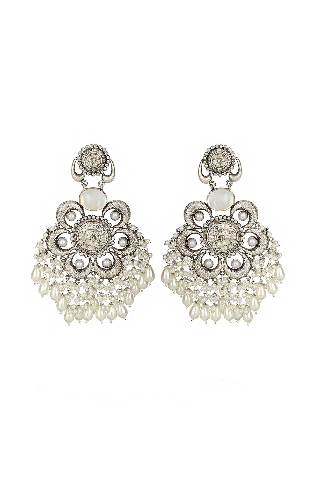 Silver Finish Onyx Dangler Earrings