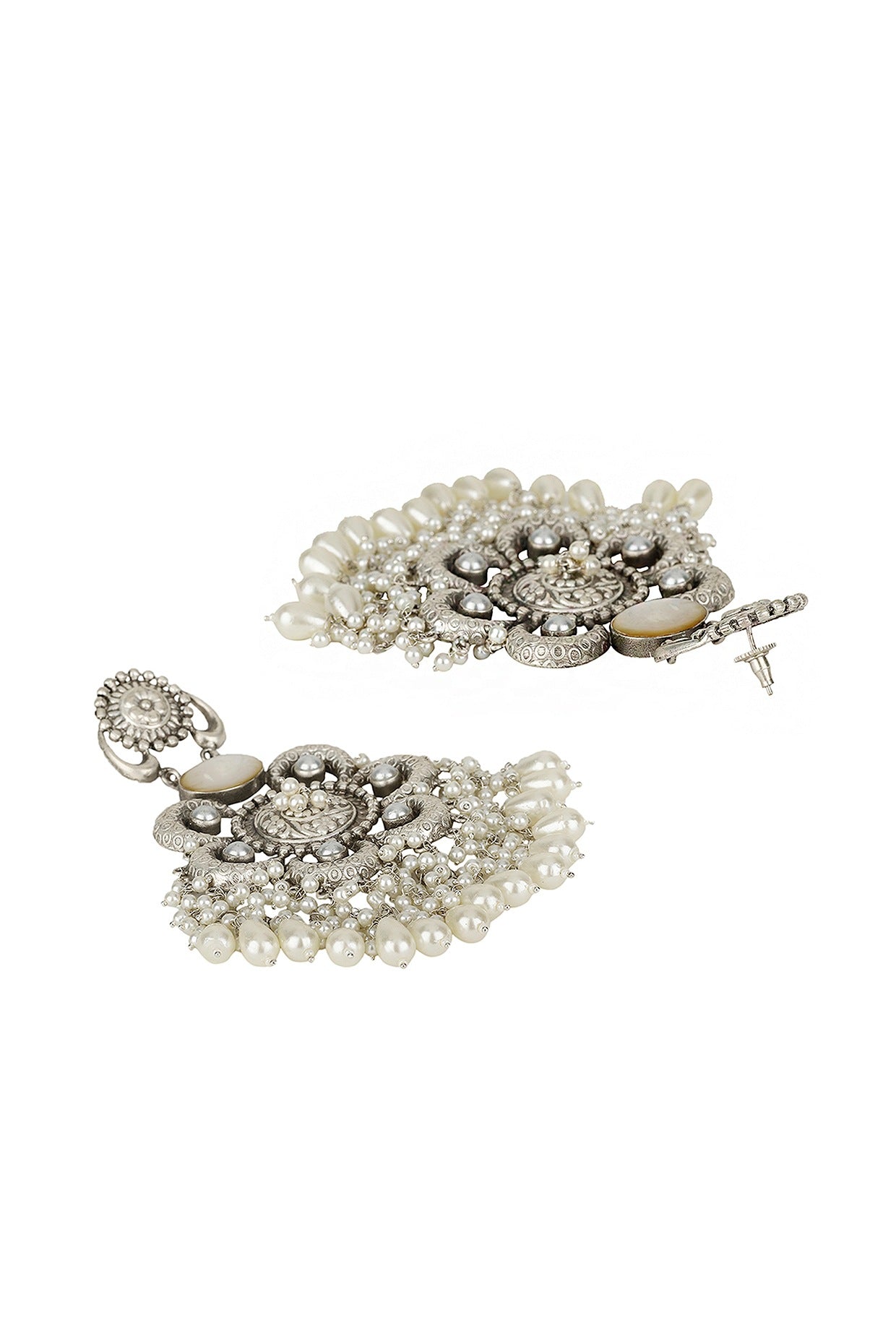 Silver Finish Onyx Dangler Earrings