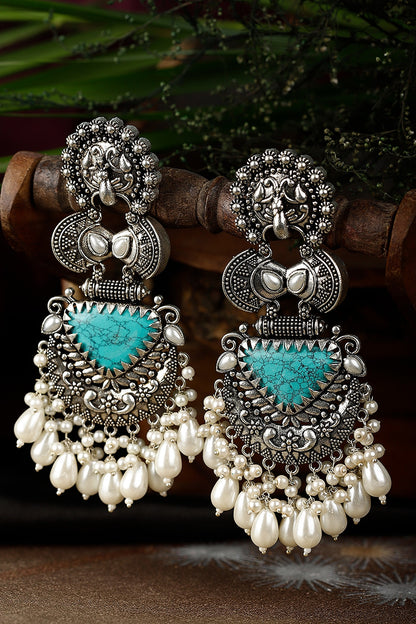 Silver Finish Onyx Dangler Earrings